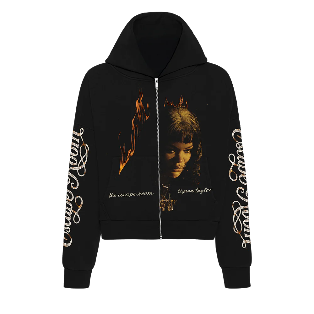 Script Zip Hoodie In Black